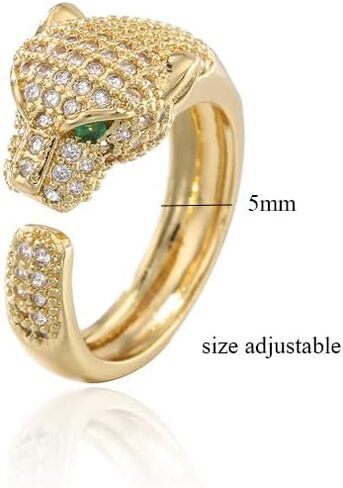 MEVESICUS 18k Gold Plated Rings Panther Rings Elegant CZ Cubic Zirconia Adjustable Rings for Women Girls Gold Rings in Kuwait