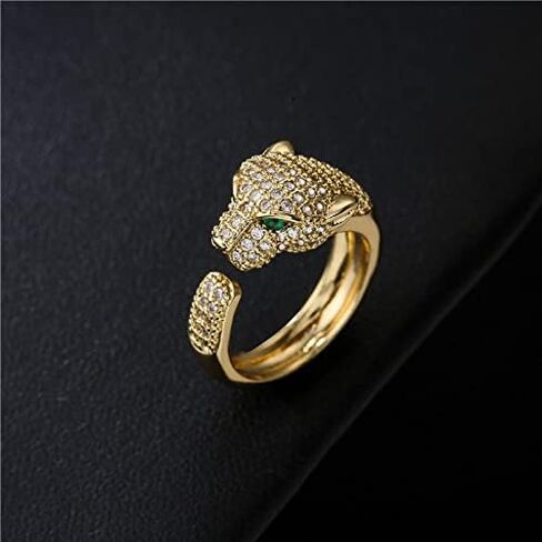 MEVESICUS 18k Gold Plated Rings Panther Rings Elegant CZ Cubic Zirconia Adjustable Rings for Women Girls Gold Rings in Kuwait