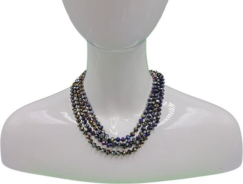 MGR MY GEMS ROCK! 80-inch 6x8MM Endless Infinity Beaded Long OR 4-Layer Multi Strand Statement Crystal Necklace. in Kuwait