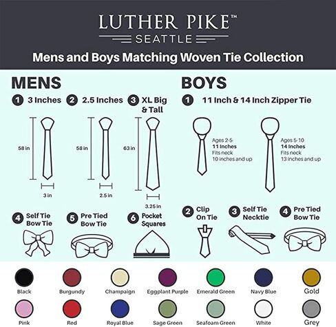 Luther Pike Seattle Bow Ties For Men - Mens Woven Pre Tied Bowties, Bowtie Tuxedo Solid Color Formal Bow Tie for Costume in Kuwait