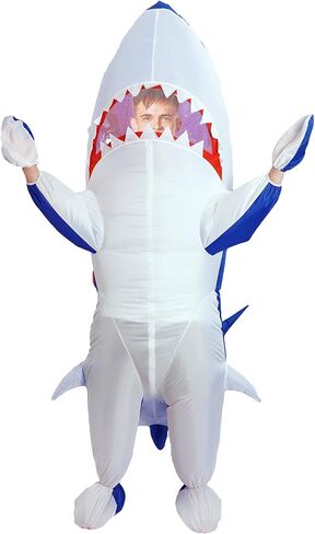 زي قرش قابل للنفخ من جاردنتايم للبالغين من الجنسين زي هالوين تفجير بذلة لكامل الجسم بدلة كاركارياس بالهواء المنفوخ لحفلات الهالوين التنكرية in Kuwait