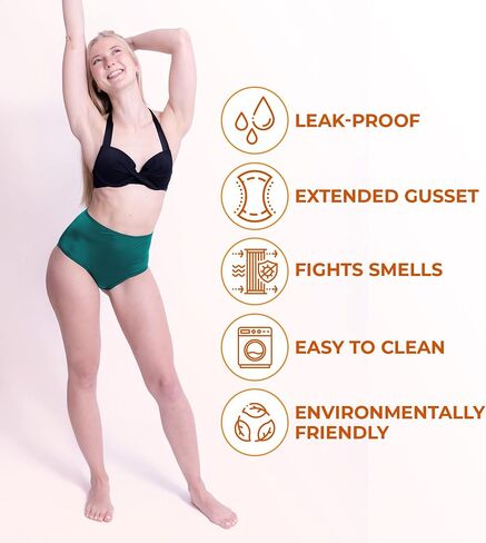 Period Swimwear - Black Menstrual Leakproof Bikini Bottoms - High Waisted Swim Bottoms for Teens, Girls, Women in Kuwait