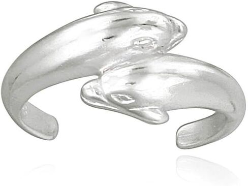Hoops & Loops 925 Sterling Silver Twin Dolphins Open Toe Ring Anklet Set for Women Teen Girls Men, 9 Inches + 1 Inch Extender | Boho Cute Summer Beach Anklet Foot Jewelry in Saudi Arabia