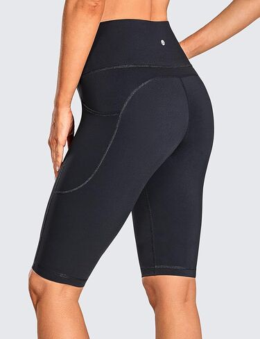 CRZ YOGA Women's Naked Feeling Long Biker Shorts - 10'' High Waisted Workout Gym Running Spandex Shorts Side Pockets in Kuwait