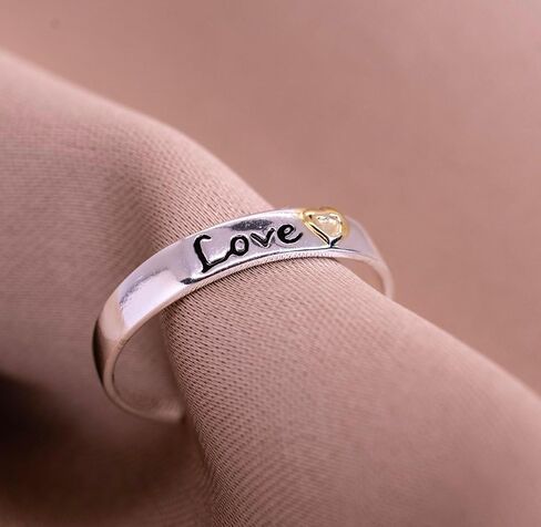 Hoops & Loops 925 Sterling Silver LOVE PEACE FAITH LUCK Inspirational Two-Tone Open Toe Ring for Women Teen Girls Men in Saudi Arabia