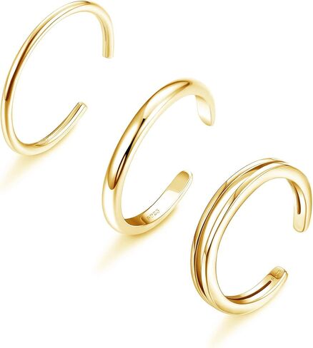 Sllaiss 3PCS 925 Sterling Silver Toe Rings for Women Girls Simple Open Thin Band Ring Adjustable in Saudi Arabia