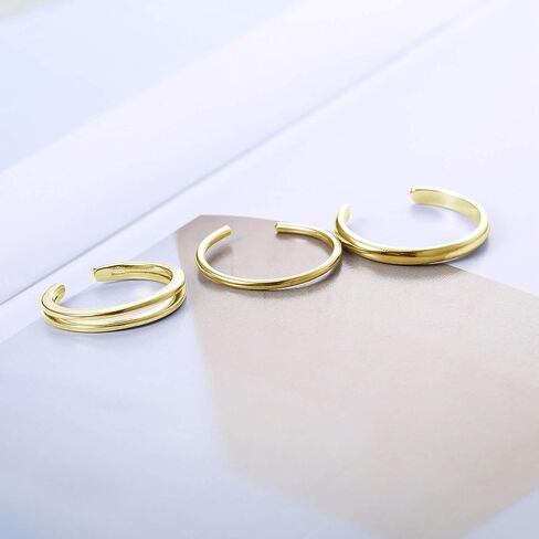 Sllaiss 3PCS 925 Sterling Silver Toe Rings for Women Girls Simple Open Thin Band Ring Adjustable in Saudi Arabia