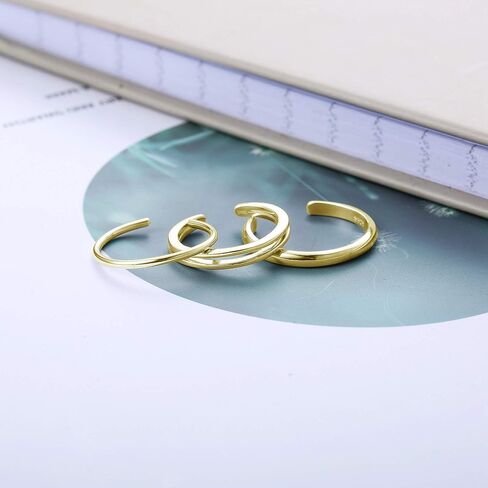 Sllaiss 3PCS 925 Sterling Silver Toe Rings for Women Girls Simple Open Thin Band Ring Adjustable in Saudi Arabia