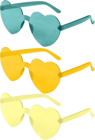ZNHIS Heart Shaped Sunglasses, Party Glasses, 3 Pairs, Heart Shaped Glasses, Heart Sunglasses, Colorful Sunglasses in Kuwait