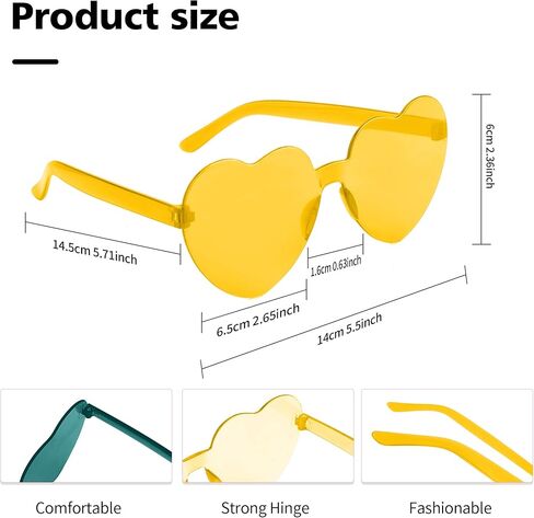 ZNHIS Heart Shaped Sunglasses, Party Glasses, 3 Pairs, Heart Shaped Glasses, Heart Sunglasses, Colorful Sunglasses in Kuwait