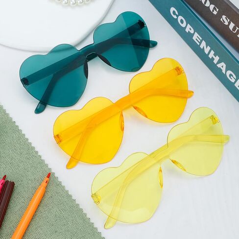 ZNHIS Heart Shaped Sunglasses, Party Glasses, 3 Pairs, Heart Shaped Glasses, Heart Sunglasses, Colorful Sunglasses in Kuwait