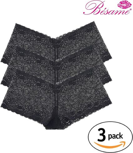 Besame Women Cheeky Lace Hipster Panties Underwear Sexy Lingerie 3 Pack in Saudi Arabia