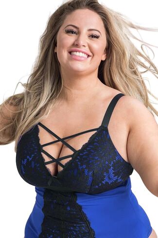 EVELUST Plus Size Lingerie 2 Piece for Women Suspender Garter Teddy Set with Lace Thong Backless Sexy Babydoll in Kuwait