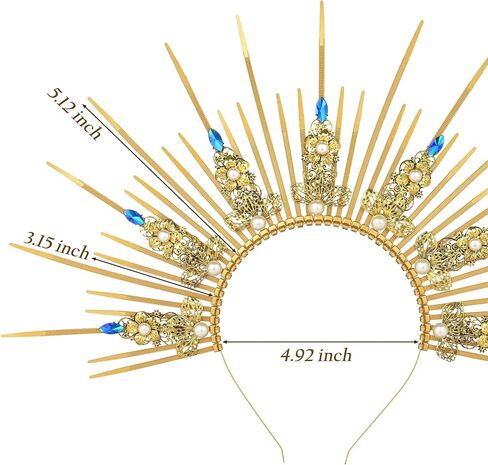 الذهب هالو تاج خوذة ماري آلهة تاج المرأة البريدي التعادل سبايك الشمس عقال غطاء الرأس لجميع القديسين الأمومة التقطت الصور in Kuwait