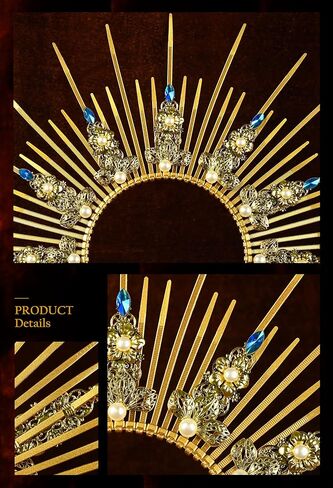 الذهب هالو تاج خوذة ماري آلهة تاج المرأة البريدي التعادل سبايك الشمس عقال غطاء الرأس لجميع القديسين الأمومة التقطت الصور in Kuwait