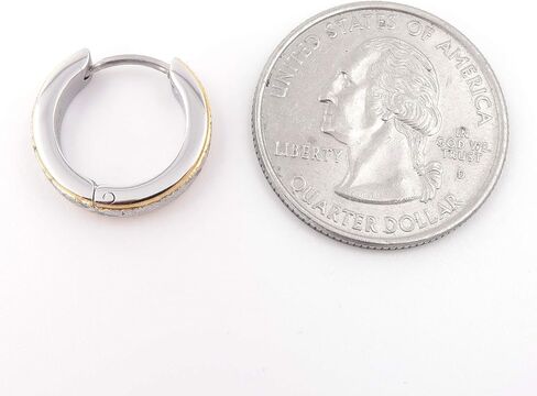 الفولاذ المقاوم للصدأ الرجال هوب الأقراط الصليب الشريط الذهب الأسود الفضة حافة شطبة 16mm in Kuwait
