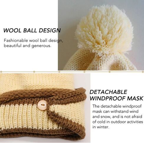 3 in 1 Warm Thick Knitted Beanie Hat Scarf and Mask Set Slouchy Snow Knit Cap Infinity Scarves for Women in Kuwait