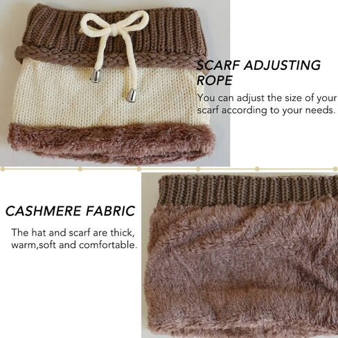 3 in 1 Warm Thick Knitted Beanie Hat Scarf and Mask Set Slouchy Snow Knit Cap Infinity Scarves for Women in Kuwait
