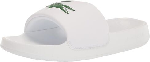 Lacoste Men's Croco 1.0 Slide Sandal, White/Green, 13 in Saudi Arabia