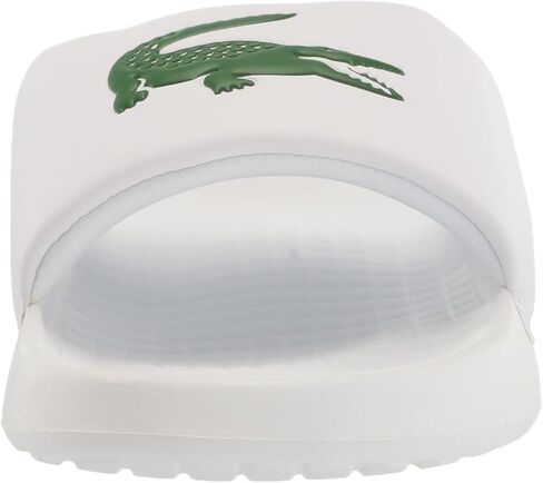 Lacoste Men's Croco 1.0 Slide Sandal, White/Green, 13 in Saudi Arabia