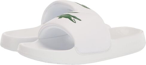 Lacoste Men's Croco 1.0 Slide Sandal, White/Green, 13 in Saudi Arabia
