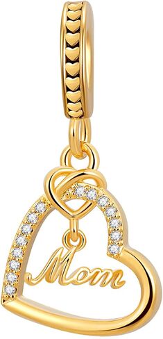 QeenseKc 2PCS Mother Daughter Love Heart Charm I Love You to the Moon and Back Crystal Enamel Dangle Bead Charm in Kuwait