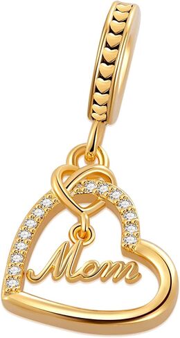 QeenseKc 2PCS Mother Daughter Love Heart Charm I Love You to the Moon and Back Crystal Enamel Dangle Bead Charm in Kuwait