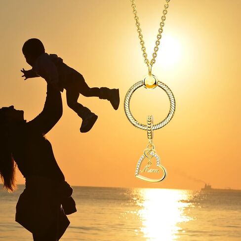 QeenseKc 2PCS Mother Daughter Love Heart Charm I Love You to the Moon and Back Crystal Enamel Dangle Bead Charm in Kuwait