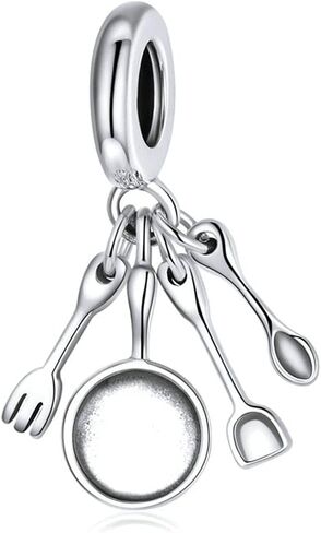 925 Sterling Silver Charm Scissors Charm Comb Charm Mirror Charm Pot Charm Spoon Charm Chef Charm Love Charm for Pandora Charm Bracelet in Kuwait