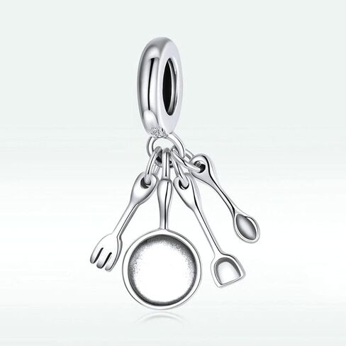 925 Sterling Silver Charm Scissors Charm Comb Charm Mirror Charm Pot Charm Spoon Charm Chef Charm Love Charm for Pandora Charm Bracelet in Kuwait