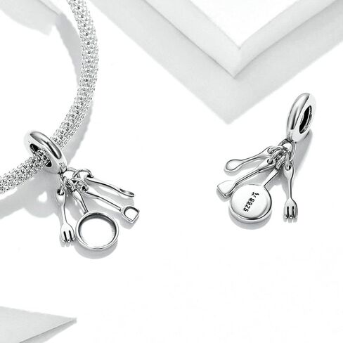 925 Sterling Silver Charm Scissors Charm Comb Charm Mirror Charm Pot Charm Spoon Charm Chef Charm Love Charm for Pandora Charm Bracelet in Kuwait