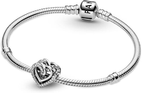 PANDORA Sparkling Entwined Hearts Charm Bracelet Charm Moments Bracelets - Stunning Women's Jewelry - Gift for Women - Made with Sterling Silver & Cubic Zirconia in Saudi Arabia
