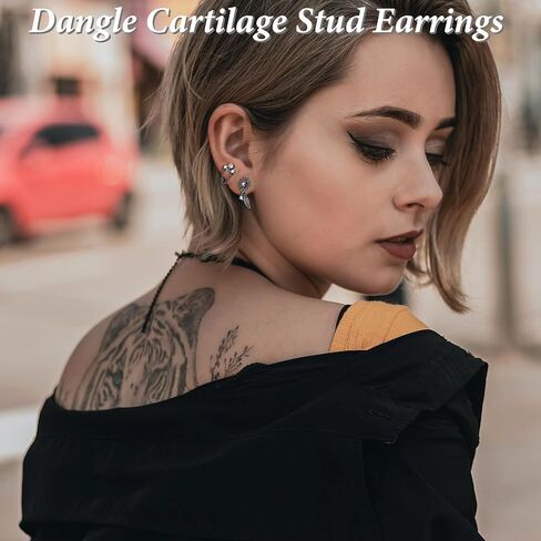 JOERICA 16G Cartilage Earring for Women 316L Stainless Steel Butterfly Planet Snowflake CZ Dangle Cartilage Earring Helix Tragus Conch Stud Ear Piercing Jewelry in Saudi Arabia