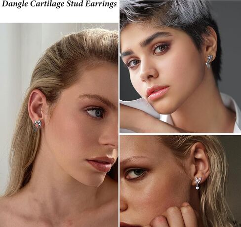 JOERICA 16G Cartilage Earring for Women 316L Stainless Steel Butterfly Planet Snowflake CZ Dangle Cartilage Earring Helix Tragus Conch Stud Ear Piercing Jewelry in Saudi Arabia