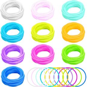 100Pcs 80s Colorful Neon Jelly Bracelets Retro Rock Pop Star Rainbow Diva Disco Jelly Neon Gel Stretchable Bracelets Bands 10 Colors