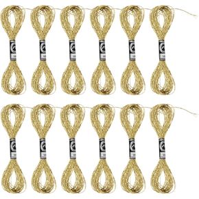 EXCEART Friendship Braclets Friendship Braclets Gold Embroidery Thread Metallic Embroidery Cross String Craft Sewing Thread for Embroidery and Sewing Accessories 12PCS Gold Embroidery