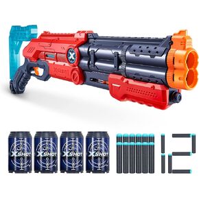 Excel Vigilante (12 Darts + 4 Shooting Targets) by ZURU, X-Shot Red Foam Dart Blaster, Toy Blaster, Twin Barrels Pump Action, Quick-Fire, Toys for Kids, Teens, Adults (Red) in Kuwait