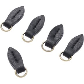Leather Zip Puller Leaf Shape Leather Zipper Tags Fixer Pull Replacement Zipper Heads Leather Zip Pendant Puller for Luggage Handbags Bags, Trouser Bag Replacement, Broken Jacket Repair, Black