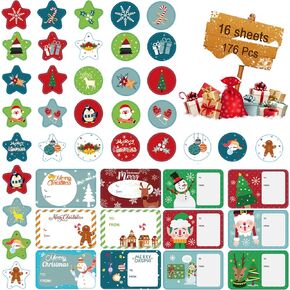 176 قطعة من ملصقات علامات أسماء الكريسماس، ملصقات هدايا الكريسماس، ملصقات لشجرة عيد الميلاد والغزلان وديكور عطلة عيد الميلاد in Kuwait