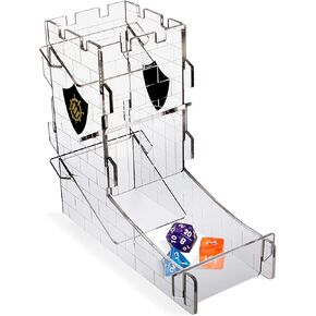 ENHANCE Dice Tower Dice Tray for Tabletop RPG Games - Portable Dice Roller with Castle Tower Design, Roll Up to 14 Standard Dice at Once - Etched Castle Rolling Tray Tower Great for Game Nights in Saudi Arabia