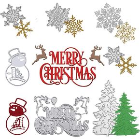 Winbao 7 Pieces Merry Christmas Die Cuts, Christmas Tree Metal Cutting Dies Snowflake Deer Snowman Cut Stencils for Card Making DIY Scrapbooking Paper Dies for Album Decorative Embossing in Saudi Arabia