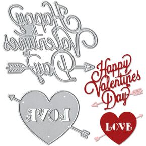 Valentine Words Metal Cutting Dies, 5 Love Hearts Backgroound Die Cuts for Card Making Valentine's Day DIY Scrapbooking and Photo Album Card Craft Decoration