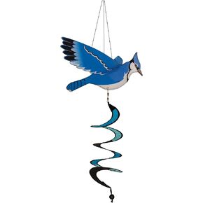 In the Breeze 4981 — Blue Jay Twister — Unique Outdor Hanging Bird Decoration Spinner for Porches, Patios, Decks