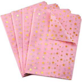 MR FIVE 100 Sheets Gold Star Tissue Paper - 20" x 14", White with Gold Star - Perfect for Gift Bags, Birthdays, Holidays, Weddings, Baby Showers, Mother's Day in Kuwait