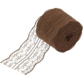 MECCANIXITY 1.8 Inch Wide 11 Yard Lace Ribbon Floral Pattern Beige Lace Trim Ribbon for Gift Wrapping Bouquets, Wedding Decor Sewing Making, and DIY Crafts