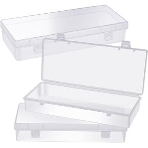 WLLHYF 3Pack Small Plastic Storage Containers with Hinged Lids, Rectangle Clear Plastic Storage Containers Box for Beads Jewelry and Crafts Items (6.1 x 2.56 x 1.18 Inch) in Kuwait