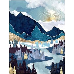 TRRCEPOS Landscape Diamond Painting Kit, Diamond Art Kit for Adults & Kids, Abstract Landscape Painting, Gift (Round Diamond 11.82 X 15.75 Inches) (Winter Snow Scene Sunrise) in Saudi Arabia
