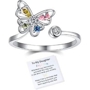 جن اكس ان خاتم فيدجيت تو ماي ابنت، خاتم فيدجيت لتخفيف القلق للنساء، خاتم قابل للتعديل لتخفيف القلق بالوان قوس قزح، هدايا مجوهرات in Kuwait