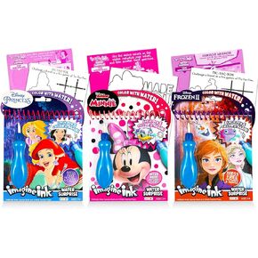 مجموعة ألوان ديزني ميني ماوس مع الماء للأطفال الصغار والأطفال الصغار ~ 3 كتب طلاء خالية من الفوضى مع فرش مائية مفاجئة (تضم ميني ماوس وديزني فروزن وأميرة ديزني) in Kuwait