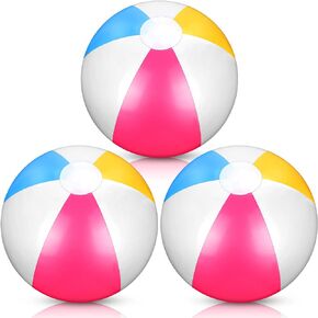 Beach Balls 3 Pcs 12 Inch Inflatable Ball Beach Ball Swimming Pool Ball Enjoyable Pool Float Balls for Outdoor Activity Birthday Summer Party Favors Water Toys (Classic Style)